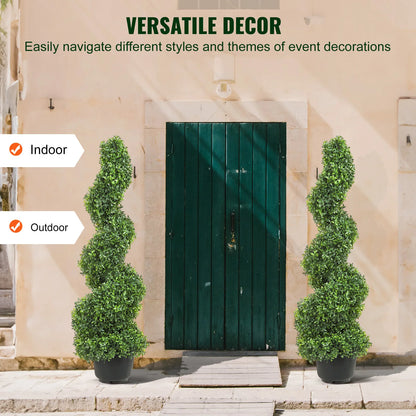 24/36/48in high Decorative Plants Green Plastic PE 1/2pcs Artificial Boxwood Tower Topiary Spiral Artificial Plant.