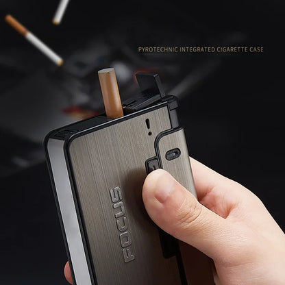 Portable Automatic Cigarette Case Metal Holder Box for 10 King Size Cigarettes, Lighter Not Included