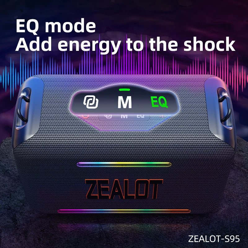 ZEALOT S95 120W Waterproof Portable Bluetooth Speaker, Outdoor Boombox with Subwoofer & Triple Passive Radiators for Deep Bass