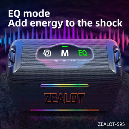 ZEALOT S95 120W Waterproof Portable Bluetooth Speaker, Outdoor Boombox with Subwoofer & Triple Passive Radiators for Deep Bass