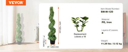 24/36/48in high Decorative Plants Green Plastic PE 1/2pcs Artificial Boxwood Tower Topiary Spiral Artificial Plant.