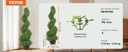 24/36/48in high Decorative Plants Green Plastic PE 1/2pcs Artificial Boxwood Tower Topiary Spiral Artificial Plant.