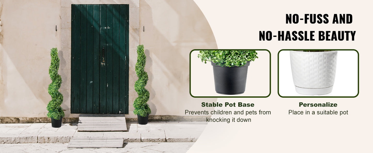 24/36/48in high Decorative Plants Green Plastic PE 1/2pcs Artificial Boxwood Tower Topiary Spiral Artificial Plant.