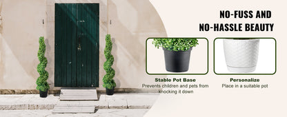 24/36/48in high Decorative Plants Green Plastic PE 1/2pcs Artificial Boxwood Tower Topiary Spiral Artificial Plant.