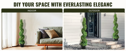 24/36/48in high Decorative Plants Green Plastic PE 1/2pcs Artificial Boxwood Tower Topiary Spiral Artificial Plant.