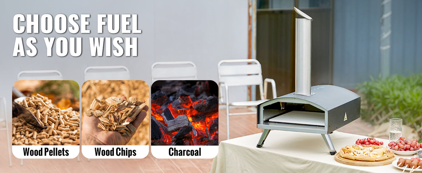 Succebuy 12inch Outdoor Oven Charcoal Fired Maker Portable Outside Stainless Steel Grill&Pizza Waterproof for Backyard Camping