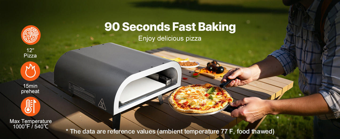 SucceBuy Propane Outdoor Pizza Oven 12In Portable Pizza-Cooker w/Thickened Pizza-Stone Carry Bag Pizza-Oven for Outside Backyard
