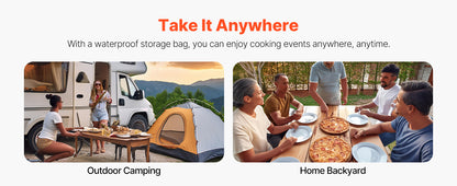SucceBuy 12In Dual Fuel Pizza Oven Outdoor Wood Fire &Propane Gas Oven Propane Pizza-Maker with Thermometer for Outside Camping
